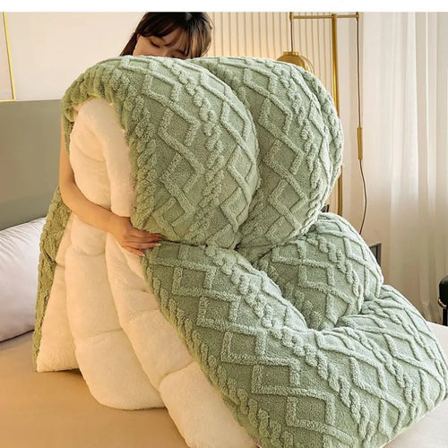 "ANITA" Double Quilted Plush Quilt Thickened For Warmth