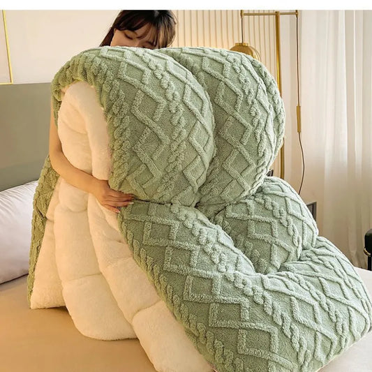 "ANITA" Double Quilted Plush Quilt Thickened For Warmth