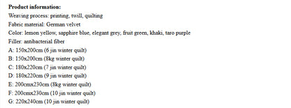 "ANITA" Double Quilted Plush Quilt Thickened For Warmth